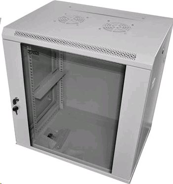 OCRACK, 19", 9U, 600x420mm, plechové dveře, nástěnný, šedá