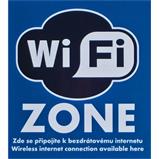 Velká samolepka Wi-Fi zone.