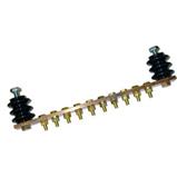 Zemnící lišta 250 mm, Cu, 10xM6, 2 izolátory